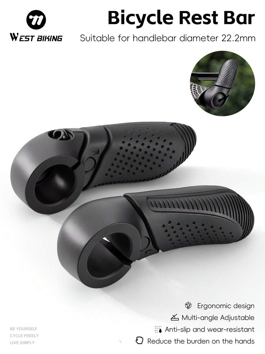 WEST BIKING 1Pair Widened Bike Handlebar Grips Built In Auxiliary Bar Rotatable Adjustable Design Anti Slip Shock Absorbing Cycling Handlebar Grips Comfortable Fatigue Relief Road Bike MTB Handlebars Cycling Accessories - Multicolor - View 1