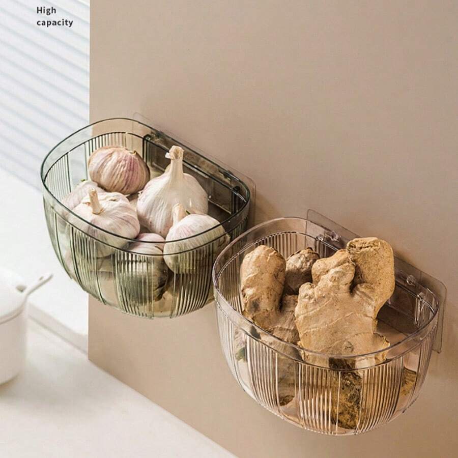 Transparent Plastic Handheld Storage Basket, Kitchen Wall Hanging Organizer Basket - View 1