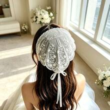 Personalized Lace Bridal Headscarf, Custom Embroidered Wedding Head Scarf, Bachelorette Party Favors, Bride Gift LXY1607, Bride Lace Headscarf - Multi-color Lace Headscarf - View 8