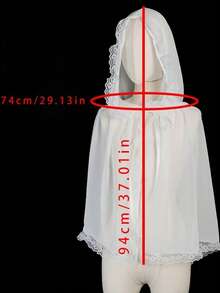 Thin Chiffon Hooded Cape Shawl With Lace Trim, Loose Fit, Flattering, Solid Color, Outdoor Sun Protection Outerwear - Multicolor - View 4