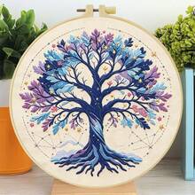 Embroidery Set, 20x20cm/7.9x7.9 Inches, Colourful Tree, 2D Flat Printing Handmade DIY Beginner Embroidery Set, Including Embroidery Cloth,Instruction Manual,Embroidery Frame And Needle And Thread, Handmade Artwork As A Gift For Friends Or Famil - 20x20cm/7.9x7.9 In - View 12