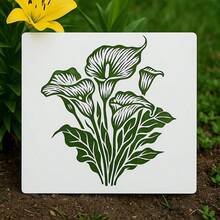 1pc Calla Lily Pattern Hollow Stencil, Creative Plant Design, Reusable Washable Painting Template For Wall, Furniture, Crafts, Textiles And DIY Painting Spraying - Sets - View 5