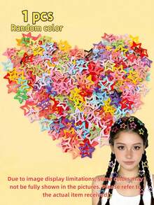 100pcs Colorful Star-Shaped Hair Clips, Dopamine Bangs Hair Clips, Ponytail Dreadlock Decoration Clips, Suitable For School, Party And Daily Wear - Multicolor - View 15