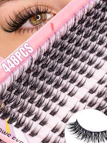 448pcs, D-Curl Individual False Eyelash Set; High-Capacity DIY Lash Extension Kit Suitable For Beginners; Lightweight And Soft; Ideal For Daily Wear, Natural Makeup Looks, And Cosplay; Perfect As A Gift For Holidays Like Halloween And Christmas. - D - View 3