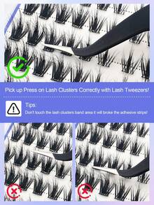 Segmented False Eyelashes With D-Curl Design, Specially Designed To Create "Cat Eye" Makeup Effect. These Single-Cluster Lashes Provide A Professional DIY Eyelash Extension Effect And Are Easy And Convenient To Wear, Allowing You To Easily Create A Charming Eye Makeup Look At Home. - D - View 8