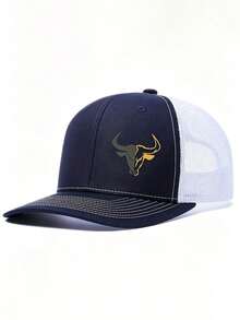 1PC Bull Head Graphic Print Baseball Cap, Unisex Fashion Versatile Trucker Hat, Baseball Cap Suitable For Daily Wear - Multicolor - View 6