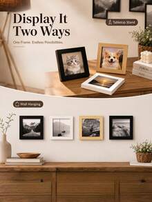 Minimalist Modern Compact Square Design Multi-Color Scratch-Resistant Panel Desktop/Wall-Mounted Frame, Suitable For Living Room, Bedroom, Desk, Photo Wall, Housewarming Gift, All-Season Indoor Decor - Multiple Styles - View 2