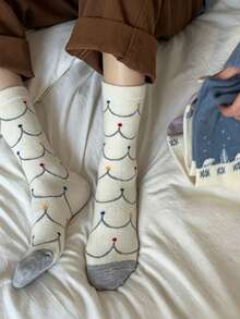 1/4/8Pairs Mixed Pack Fair Isle Socks Women'S Autumn Winter Mid-Calf Socks Christmas Warm Thick Socks - Multicolor - View 7
