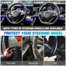 15-Inch/38cm Handmade Steering Wheel Cover, DIY Breathable Anti-Slip Leather Steering Wheel Protector, Car Steering Wheel Cover, Includes Needle And Thread, Decorative Modification Accessory, Fits Most Vehicles - Black - View 7