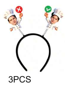 個性化派對裝飾品，客製化照片，主廚造型頭部彈跳髮箍，可愛主廚帽設計，客製化派對自拍道具，適用於生日派對拍照道具與裝飾，個性化照片髮箍－客製化生日帽髮箍派對裝飾，主題派對，單身女派對，萬聖節禮物，聖誕禮物 - 彩色 - 查看 10