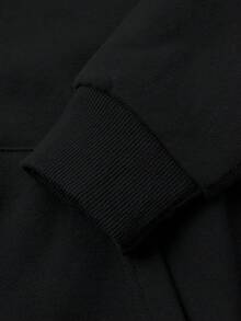 Women's Drop-Shoulder Hoodie: Loose-Fit, Streetwear/Preppy Style, Long-Sleeve, Perfect For Cold Weather, Cotton-Blend, Comfortable - Black - View 10