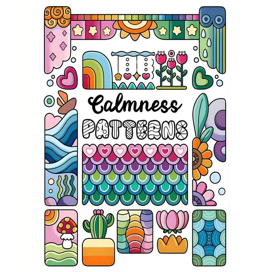 GDTME Patterns: Soothing Cute Minimalist Pattern Painting Book, 24-Page Coloring Book, Suitable For Couples, Families And Schools, Ideal Christmas, Halloween, Valentine's Day, Easter, Birthday, Back To School Gift - Casual Pattern - View 1