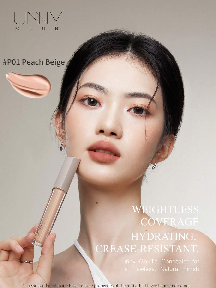 UNNY CLUB Liquid Concealer, Brightening High Coverage Concealer, Suitable For Acne Marks, Blemishes, Dark Circles, Suitable For Dry Skin, Makeup Cosmetics - P01 Salmon - View 1