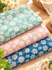 1pc Fresh Daisy Floral Series Fabric, Sewing Decorative Fabric DIY Patchwork Handmade Sewing Material, Pre-Cut Patchwork, Suitable For Quilting DIY And Beginners, Applicable For Handmade Sewing And Patchwork Decorative Material - Multicolor - View 1