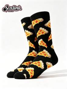 1 Pair Unisex New Food Pizza Pattern Long Socks, Fashionable And Versatile - Multicolor - View 3
