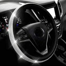 1pc New Rhinestone PU Leather Steering Wheel Cover, Shiny Crystal Rhinestone Decor, Universal 15 Inch Women's Car Steering Wheel Protector, Car Interior Accessory - Multicolor - View 7