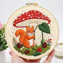 Embroidery Set, 20x20cm/7.9x7.9 Inches, Raindrops Animals, 2D Flat Printing Handmade DIY Beginner Embroidery Set, Including Embroidery Cloth,Instruction Manual,Embroidery Frame And Needle And Thread, Handmade Artwork As A Gift For Friends Or Famil - 20x20cm/7.9x7.9 In - View 7