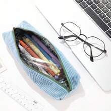 1pc Piece Corduroy Pencil Case With Multiple Colors, Optional Makeup Tools, Portable Storage Bag, Holiday Gift - Multicolor - View 3