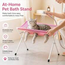 1pc Foldable Stainless Steel Pet Bathing Rack, Non-Slip Cat Dog Grooming Bathing Station, Portable Fixed Shower Rack For Large Cats And Dogs, Pet Grooming And Trimming Table, Home Bathing And Grooming Table, Anti-Escape Pet Bathing Support, Cat Dog Bathing Fixed Rack - Multicolor - View 1