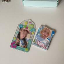 Tropical Floral Pattern Clear Photocard Sleeve, Polka Dot Background Card Holder Pendant, Transparent Window Card Protective Case For Collectible Photocards, Bank Cards & Transit Cards - A - View 2