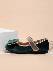 Autumn/Winter Fashion Contrast Color Bow Flat Daily Shoes For Girls - Green - View 6