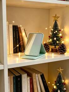 New Colorful Polka Dot Folding Makeup Mirror, Pink/Green/White/Black Portable Mini Rectangular Mirror With Stand, Minimalist Style, Travel And Daily Use, Back To School Essential, Gift For Friends, Family And Teachers - Multicolor - View 7