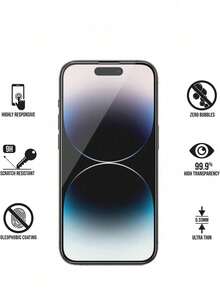 ZYSHI 2片裝螢幕保護貼，適用於 DUO/18/18 Pro/18 Pro Max/16promax, 16, 16pro, 16plus, 14 Pro Max 6.7, 17, 17 Pro, 17 Pro Max, 17 Air, 18Promax, 18Pro, 18，高品質 9H+ 鋼化玻璃製成，耐刮、高透明度、觸控靈敏，相容手機殼，2片/包 - 2入 高畫質玻璃 - 查看 6