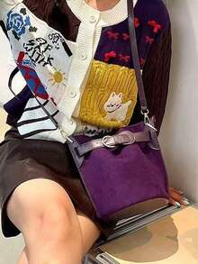 Japanese Korean Minimalist Shoulder Bag Summer Versatile Commute Outing Daily Shopping Crossbody - Purple - View 6