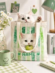 Tas Kanvas Potret Hewan Peliharaan Kustom, Wajah Kucing atau Anjing Cat Air, Tas dengan Nama Hewan Peliharaan yang Dipersonalisasi - MultiWarna - View 8