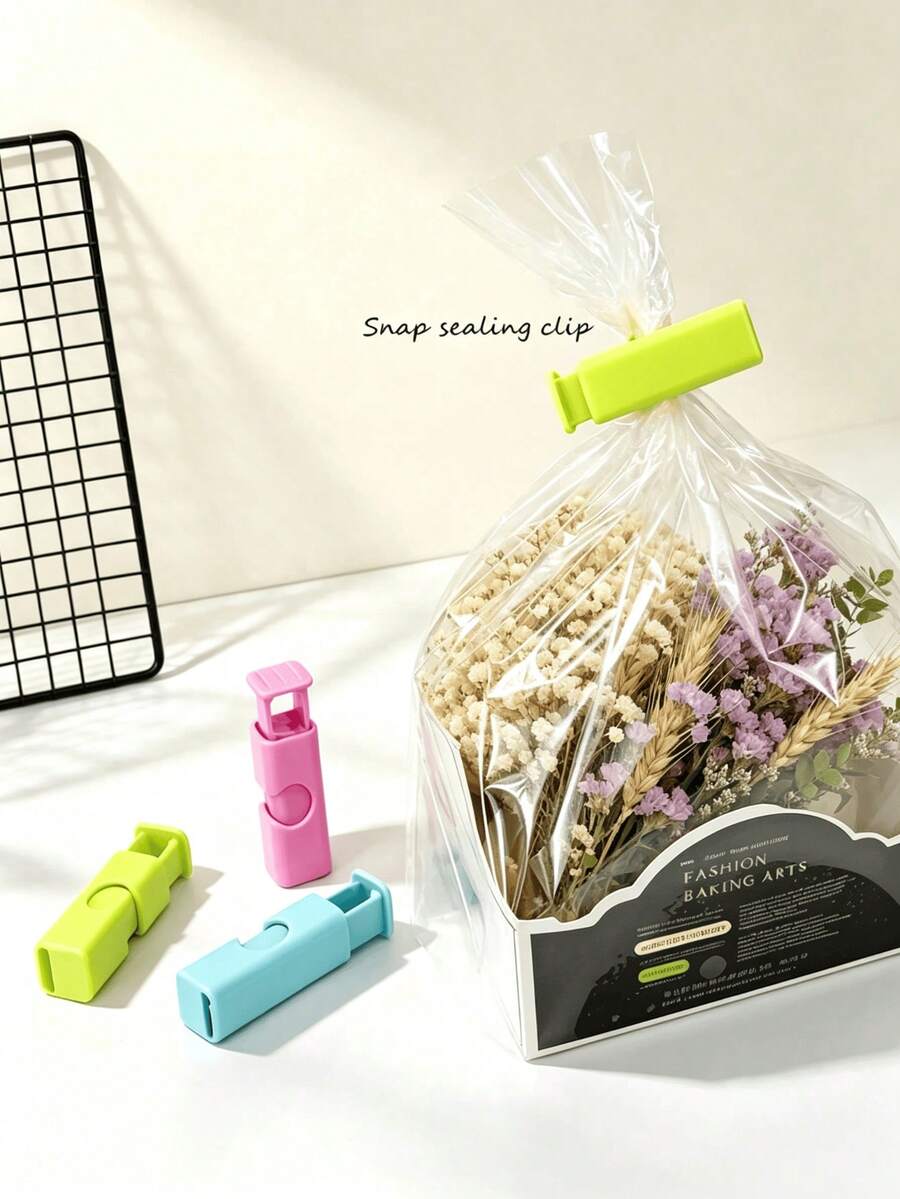 10pcs Food Bag Clips, Bread Bag Sealing Clips, Moisture-Proof Clips, Spring Seal Clips, Suitable For Powder Milk Bags, Plastic Bags And Snack Bags, Kitchen Organization, Kitchen Supplies - Multicolor - View 1