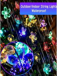 20/50/100pcs LED Solar Flower String Lights - Outdoor Garden Fence Christmas Tree Decorative Lights, Create Dreamy Atmosphere, Waterproof & Sun-Resistant, Easy Installation, Suitable For Wedding, Party, Home, Lawn, Holiday Decoration - A - View 2