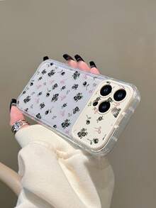 1件透明玫瑰花蝴蝶結鏡面支架TPU手機殼，適用於 X XR XS Max 11 12 13 13 Pro 13 Pro Max 14 Pro Max 15 15 Pro 15 Plus 15 Pro Max 16 16 Pro 16 Plus 16 Pro Max 17 17 Pro 17 Pro Max 18 Pro 18 Pro Max - 彩色 - 查看 7