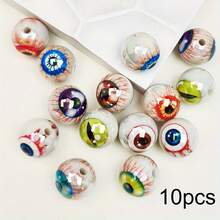 10/20 Pieces Glossy Double-Sided Eyeball Beads – Multicolored Acrylic – Ideal For Jewelry And Crafts – Perfect For Halloween And Party Decorations - White - View 6