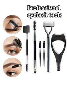 6/5/3/2/1pc Eyelash Tool Set, Includes Mascara Brush And Container, Create Natural Makeup Look, Includes Eyelash Comb And Brush, Reusable, False Eyelash Trimming Tool And Eyelash Separator, Suitable For Women And Girls - Multicolor - View 1