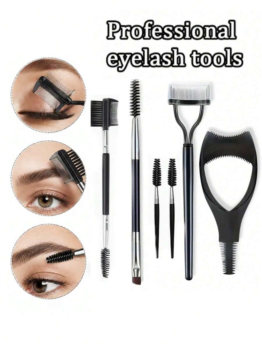 6/5/3/2/1pc Eyelash Tool Set, Includes Mascara Brush And Container, Create Natural Makeup Look, Includes Eyelash Comb And Brush, Reusable, False Eyelash Trimming Tool And Eyelash Separator, Suitable For Women And Girls - Multicolor - View 1