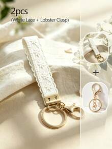 1pc Bag Charm, Wallet Pendant, Keychain, Tote Bag Accessory, Lanyard, Suitable For Women Girls Daily School Outfit Festival - White Lace - View 7