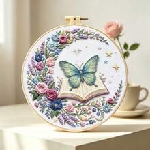 3 Sets Of Mori Style Star, Moon & Floral Embroidery Full Material Kits, Beginner Zero-Base DIY Embroidery Hoop Set, French 3D Moon, Heart, Butterfly & Book Patterns, Artistic Handmade Embroidery Wall Hanging Decor, Stress Relief Craft Gift - Multicolor - View 13