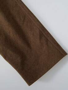 Celebrate The Holidays In Style: Women's Fall/Winter Corduroy Cropped Jacket – Oversized Streetwear Perfect For Back-To-School & Daily Outfits - Brown - View 7