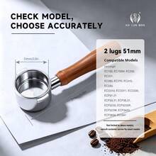 1 buah Gagang Portafilter Espresso Tanpa Dasar / Alat Barista Rumahan / Baja Tahan Karat 304 / Diameter Dalam 51mm / Filter Kepadatan Tinggi / Dapat Dilepas / Kompatibel Dengan Mesin Kopi De'Longhi, Model Spesifik Lihat Gambar Detail - Perak - View 10