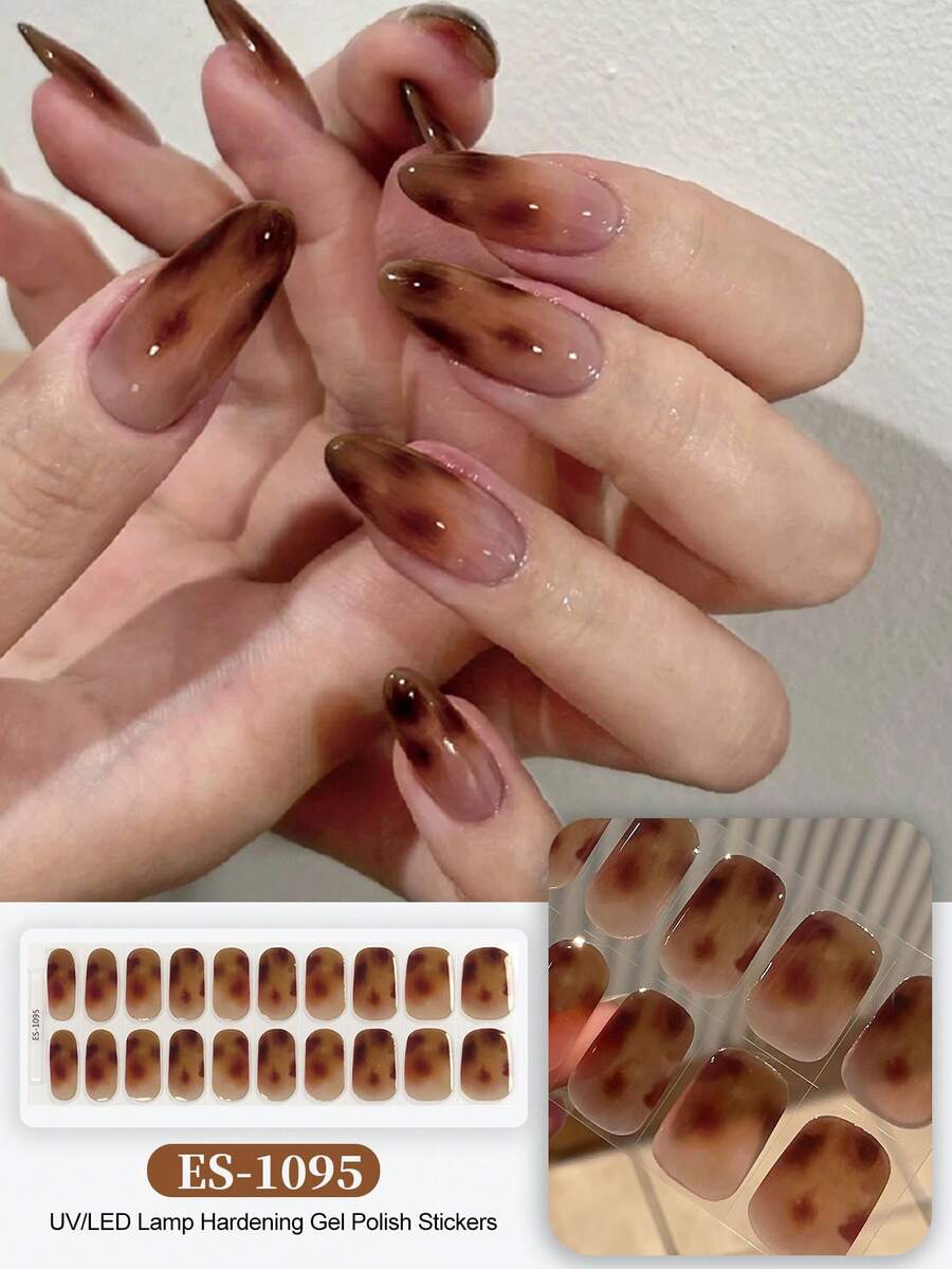 Christmas Semi Cured Gel Nail Strips, 20Pcs Long Lasting Salon Quality Wraps, Easy Apply & Remove Gel Nail Stickers With UV Light