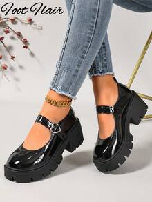 Foot Flair 女款厚底踝帶經典舒適瑪麗珍鞋 尺寸 35-43 - 黑色 - 查看 7