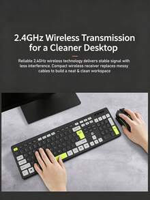 ASUS BK10 Wireless Keyboard and Mouse Combo, menampilkan tombol senyap bergaya chiclet, 108 tombol ukuran penuh, cocok untuk penggunaan di kantor, rumah, desktop, dan laptop. - View 2