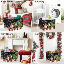 1pc Christmas Gnome HO HO HO Print Storage Basket With Handle, Collapsible Rectangular Fabric Storage Bin, Home Decor Organizer For Bedroom Closet - Black - View 4