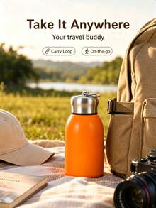 1pc 300ml Water Bottle, Creative Handle Design, Double-Wall Stainless Steel Vacuum Insulated Hot & Cold, Mini Coffee Water Bottle, Suitable For Camping, Party, Home Use, Office, School, Holiday Gift And Birthday Gift - Multicolor - View 9