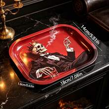 Cabin puff 1pc Gothic Dark Style Crown Skull Gentleman Rolling Tray, Excellent Rolling Tool, Ideal Holiday Gift - Print - View 6