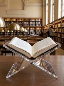 X-Shaped Transparent Acrylic Book Stand Display Rack - Suitable For Books, Cookbooks And Music Albums Display Rack, Hot-Selling Acrylic Reading Bookshelf, Magazine Book Tray Rack, Creative Desktop Art Book X-Shaped Display Stand - Transparent - View 2