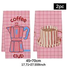 2pcs Kitchen Towels, Pink Plaid & Stripe Coffee Themed Print, 40*60cm Absorbent Microfiber Dish Cloths, Hand Towels, Kitchen Decor, Housewarming Gift, Suitable For Kitchen & Bathroom, Great For Homemakers & Family Gatherings, - Pink - View 13