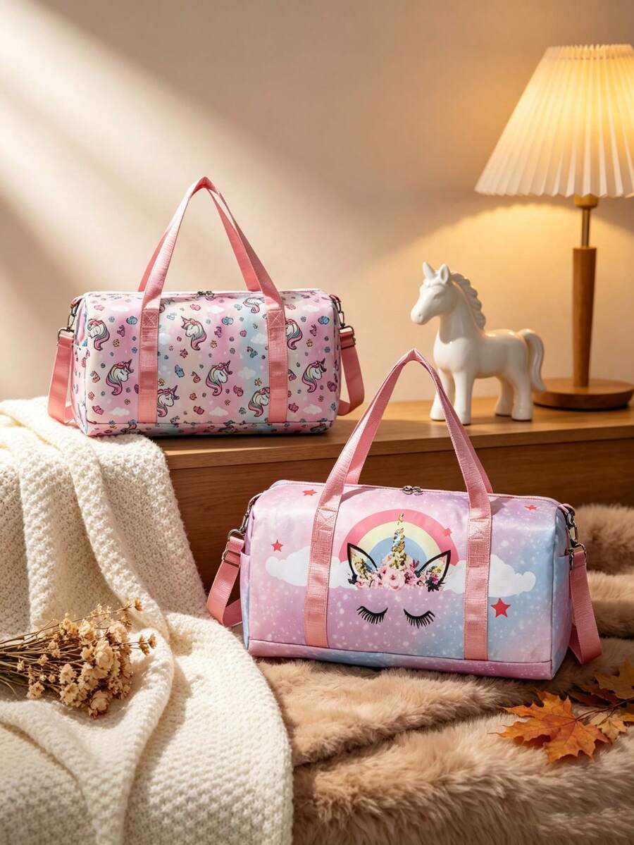 1PC New Unicorn Large Capacity Handbag, Casual Minimalist Elegant, Zipper Design, Adjustable Shoulder Strap, Suitable For Travel And Outings, Can Easily Accommodate Daily Essentials, Versatile Item, Suitable For Various Styles And Occasions. - Multicolor - View 1