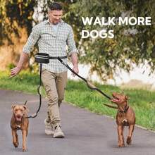 Reflective Waist Bag Pet Leash Set, 1-To-1 And 1-To-2 Retractable Leash - Dual Layer Handle, Adjustable Waist Belt, Suitable For Dog Walking, Running, More Convenient And Comfortable - Multicolor - View 7