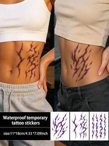 3Pcs Halloween Tattoo Hunter Cosplay Temporary Tattoo Waterproof Sweatproof Disposable For Women And Mem Face, Arm, Waist, Chest, Leg, Abdomen, Neck, Hand, Finger, Back For Dancing Party Stage Performance Modernist Body Art - Multicolor - View 1